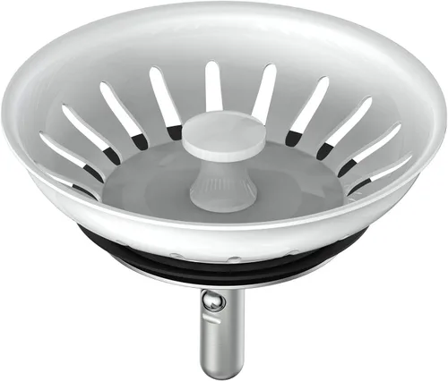 Vista 9 de KANARY Colador de repuesto para fregadero de cocina para desagües estándar (3-1/2 pulgadas), cuerpo de acero inoxidable con tapón de goma