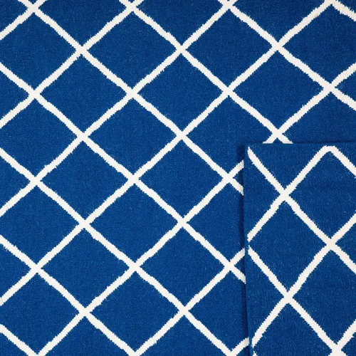 Vista 3 de SAFAVIEH Dhurries Collection DHU565A - Alfombra decorativa de lana de alta calidad, hecha a mano, 2 pies 6 pulgadas x 4 pies, color azul oscuro