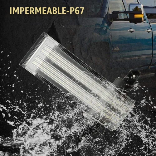 Vista 4 de Luces intermitentes para espejo de remolque para Chevy GMC 2014-2018, lente