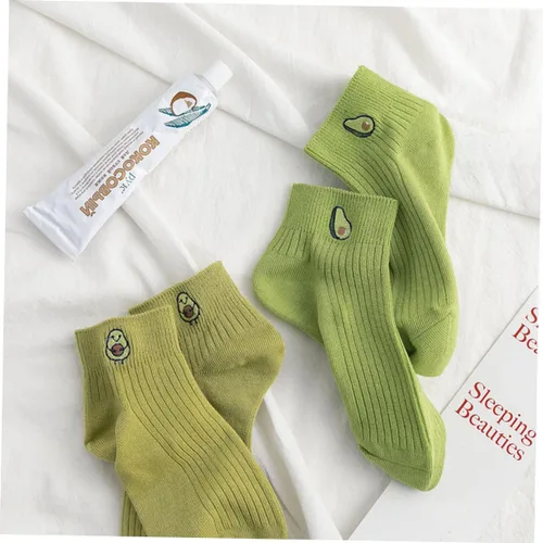 Vista 5 de USHOBE 4 Pairs Fashion Short Socks Lip Gloss for Girls Womens Socks Hosiery Girl Socks Short Ankle Socks Women