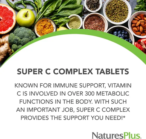 Vista 6 de NaturesPlus Super C Complex - 90 cápsulas - 1000 mg de vitamina C + 500 mg de bioflavonoides - Vegetariano, sin gluten - 45 porciones