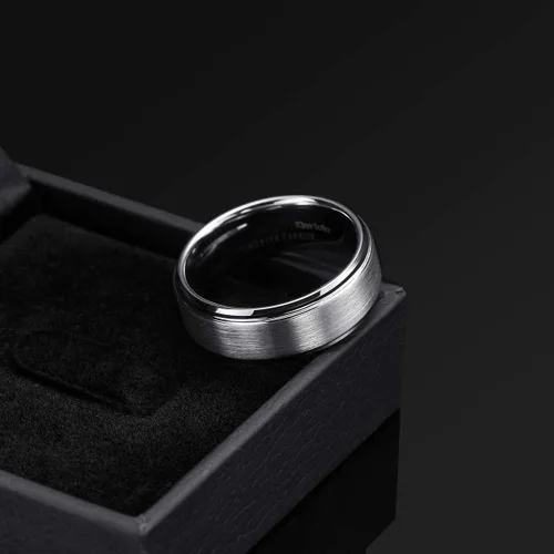 Vista 3 de King Will - Anillo de tungsteno básico para hombre, de 1564, 932, 516, 2364 y 2564de pulgada, acabado cepillado mate, ajuste cómodo, anillo de boda