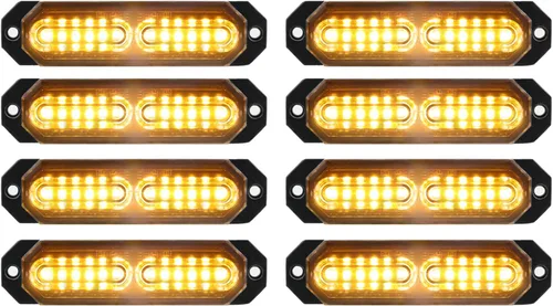 Vista 7 de ASPL 8 luces estroboscópicas intermitentes de montaje en superficie ultra delgadas de 12 LED para camión, automóvil, vehículo, LED, mini rejilla
