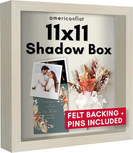 Vista 13 de Americanflat Marco de caja de sombra de 5 x 7 con vidrio inastillable, colección Silhouette - Caja de sombra pequeña para exhibición de mesa y pared