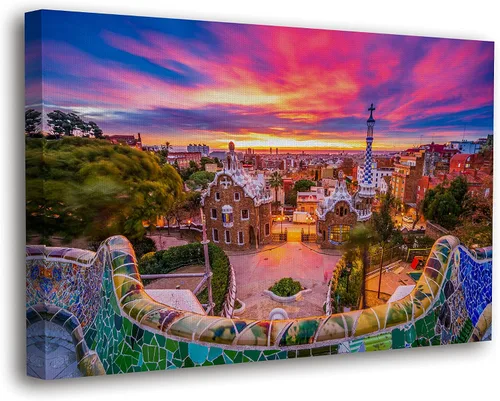 Vista 15 de SpiritualHands Lienzo decorativo para pared, diseño de lugares famosos del patrimonio mundial, carteles enmarcados escénicos, paisajes modernos, 01