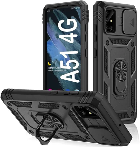 Vista 119 de PASNEW Funda militar para iPhone 13 Pro Max, cubierta de cámara deslizante y soporte de anillo de metal de 360°, carcasa rígida multicapa resistente
