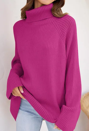 Vista 2 de ZESICA Women's 2024 Winter Sweaters Oversized Turtleneck Long Sleeve Chunky Knitted Pullover Sweater Jumper Tops