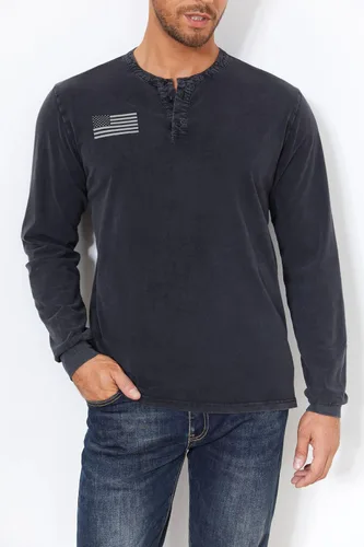 Vista 2 de Camisetas Henley de manga corta con botones para hombre, patrióticas, tácticas, militares, militares, para hombre
