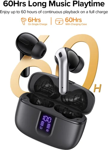 Vista 3 de TAGRY Auriculares Bluetooth Verdaderamente Inalámbricos Auriculares 60H Reproducción Pantalla LED de Energía Audífonos con Estuche de Carga
