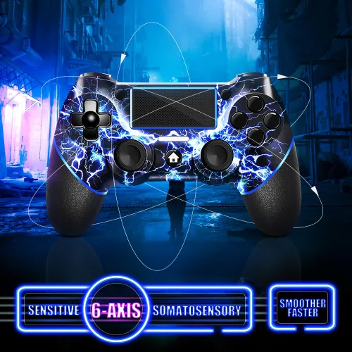 Vista 5 de Wireless Controller for PS4, Custom Design V2 Gamepad Joystick for PS4 with Non-Slip Grip of Both Sides and 3.5mm Audio Jack! Thumb Caps Included!