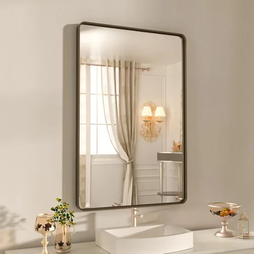 Vista 7 de WEER - Espejo de baño con luces LED, 50x70cm, espejo de tocador montado en la pared, 3 colores regulables, almohadilla antiempañante retroiluminada