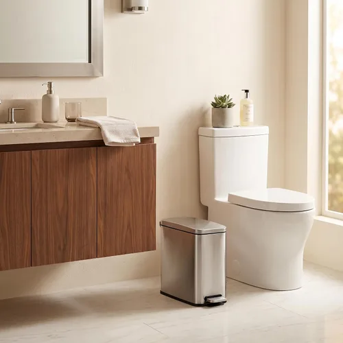 Vista 8 de iTouchless - Cubo de basura de 3 galones para baño con tapa y desodorante Plata cepillada