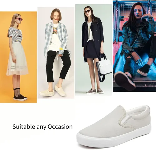 Vista 3 de Tenis sin cordones para mujer, zapatos deportivos de lona, mocasines antideslizantes, tenis informales de caña baja