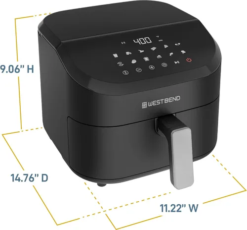 Vista 9 de West Bend Freidora de aire digital de 4.5 cuartos de galón, compacta con 12 preajustes, temperatura ajustable para comidas crujientes rápidas, cesta