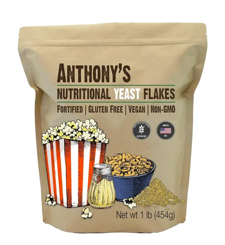 Vista 2 de Anthony's Copos de levadura nutricional premium de 1 libra y paquete de gluten de trigo vital de 4 libras