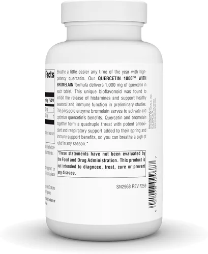 Vista 4 de Source Naturlas Quercetina 1000 con bromelina, apoyo respiratorio e inmunológico*, tabletas de 1000 mg, 120