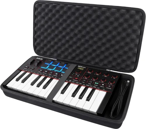 Vista 2 de khanka Funda de viaje para Akai Professional MPK Mini IV MIDI Controlador/MPK Mini MK3 USB-C MIDI Controlador/Donner DMK-25 PRO MIDI Controlador