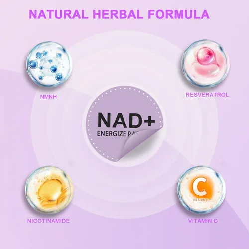 Vista 5 de Parches NAD+: NMNH, resveratrol Antienvejecimiento y metabolismo Absorción mejorada y apoyo a la salud Parches NAD + para mujeres y hombres