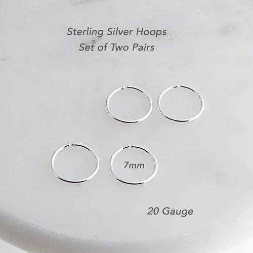 Vista 20 de Juego de 2 pares de anillos de nariz para cartílago pequeños para mujer, tragus, tabique, hélix, múltiples piercings finos