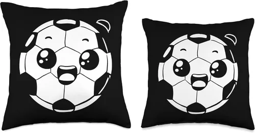 Vista 3 de Soccer Ball Cartoon Look Football Pitch Throw Pillow