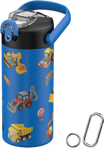 Vista 20 de MYFOREST - Botella de agua aislada para niños de 14 onzas / 13.5 fl oz, forro sin olor, 3D Touch No Plastic Taste, Surgical Steel - No Chemical