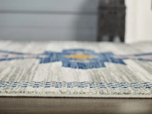 Vista 8 de Abani Porto Collection - Alfombra rectangular de 3 x 5 pies, alfombra decorativa rectangular con estampado tribal beige turco y azul