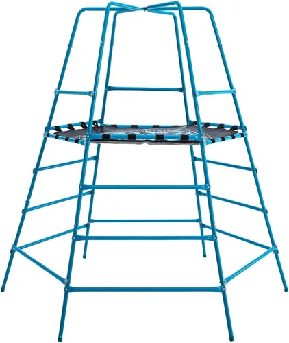 Vista 10 de Explorer 2 Jungle Gym - Juego de escalada con marco de acero ajustable, toldo y plataforma resistentes a la intemperie, juego al aire libre