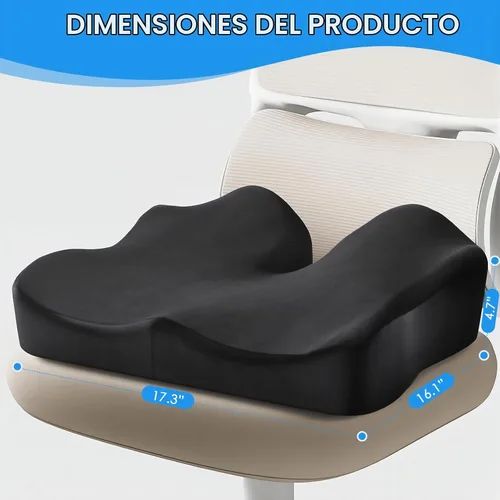 Vista 9 de Niceeday Cojín de asiento para oficina, automóvil y silla de ruedas, espuma viscoelástica de alta calidad con diseño ergonómico en forma de U