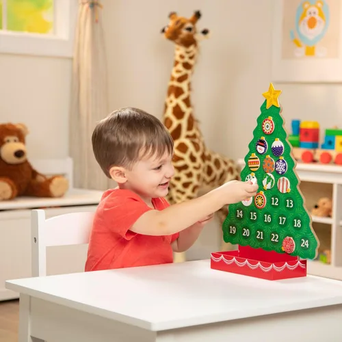 Vista 8 de De Melissa & Doug, calendario de madera con cuenta regresiva a la Navidad, Anaranjado