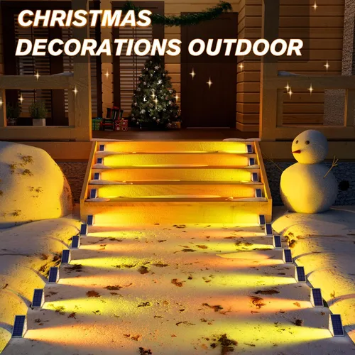 Vista 2 de VOLISUN Paquete de 6 luces solares para escaleras, 7 colores fijos, luces solares para escalones al aire libre, impermeables, IP67, luz LED
