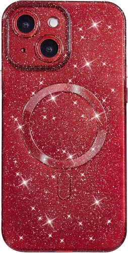 Vista 15 de oakxco Funda con Purpurina para iPhone 13 Pro Funda de Teléfono de Silicona Compatible con Magsafe, Femenina Linda Brillante con Lentejuelas