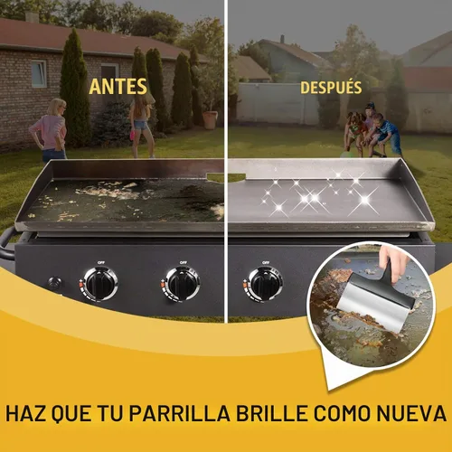 Vista 6 de Rascador de parrilla resistente de acero inoxidable con mango de 5 pulgadas, herramienta de raspador de alimentos resistente para cocina para Negro