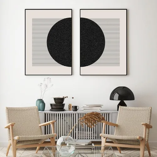 Vista 12 de Arte minimalista bohemio beige para pared, impresiones bohemias amarillas, amarillas y grises, lienzo abstracto para pared, arte moderno, póster
