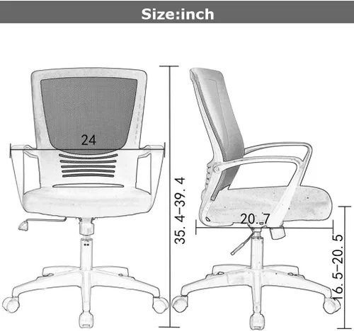 Vista 3 de Simple Home - Silla ergonómica de escritorio para oficina, silla de computadora de malla, soporte lumbar, taburete ajustable ejecutivo moderno