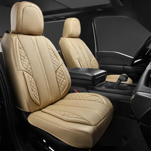 Vista 3 de CAR PASS Juego completo de fundas de cuero de napa para asiento de automóvil, protector impermeable duradero y acolchado, ajuste universal