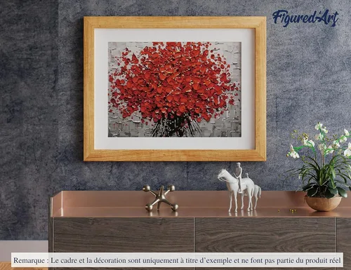 Vista 4 de Figured'Art Pintura por números para adultos, flores rojas abstractas, 16 x 20 pulgadas, kit de pintura artística para manualidades, lienzo