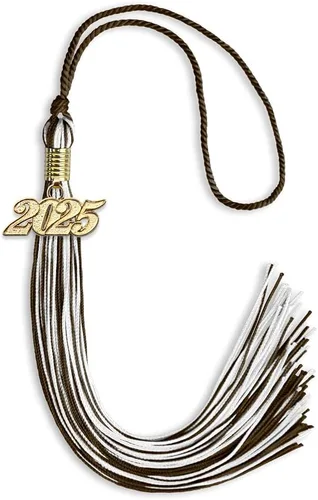 Vista 290 de Endea Graduation - Borla de doble color mixto con fecha dorada (negro/dorado antiguo, 2021)