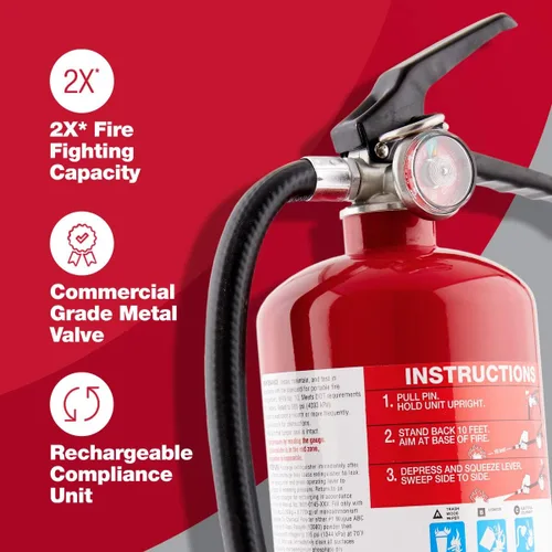 Vista 3 de First Alert Extintor de Incendios para Uso Doméstico y Comercial, Unidad Recargable de Conformidad de Alta Resistencia, Clasificación UL 2-A:10-B:C