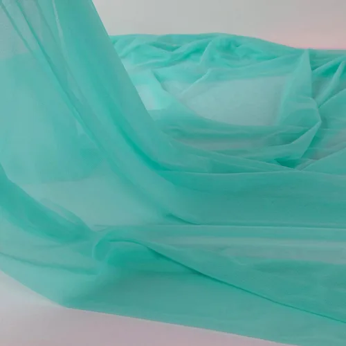 Vista 2 de Tela de malla elástica superfina de 4 vías, nailon spandex power mesh, ligera, transparente de 60" de ancho, 5 yardas continuas (Aqua)
