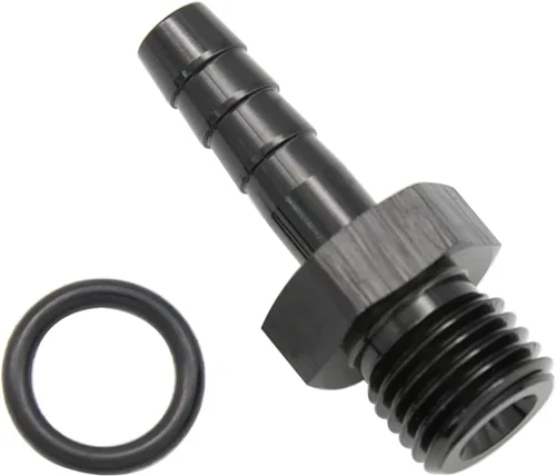 Vista 5 de Aluminio -4 AN ORB macho a 1/4 "(6.35mm) Barb Push On Manguera Adaptador Negro
