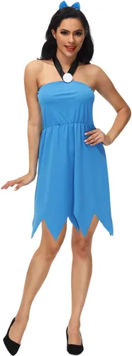 Vista 2 de AOBUTE Disfraz de Halloween para pareja adulta para hombre, túnica de gamuza, vestido halter para mujer