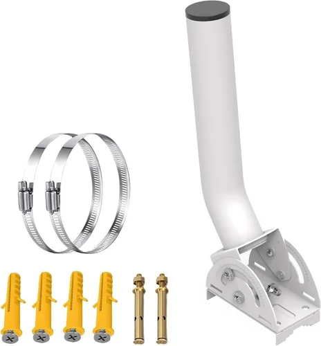 Vista 10 de Soporte de poste de antena resistente, soporte de montaje de poste en J de bloqueo de tres tornillos ajustable de 13 a 160°, soporte de poste/pared