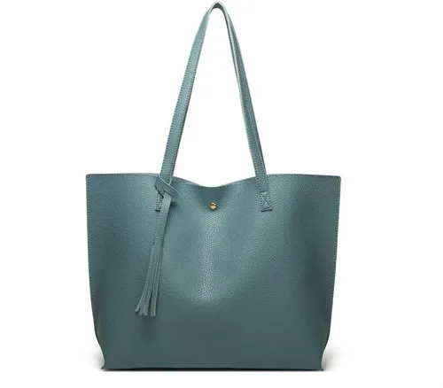 Vista 17 de Dreubea - Bolsa de hombro y de mano de piel sintética suave para mujer, con borla, de gran capacidad