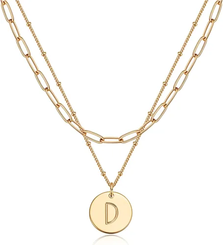 Vista 29 de Valloey Rover - Collares con inicial para mujer, chapado en oro de 14 K, con letra redonda, dije de disco de moneda de doble cara, grabado de la A a