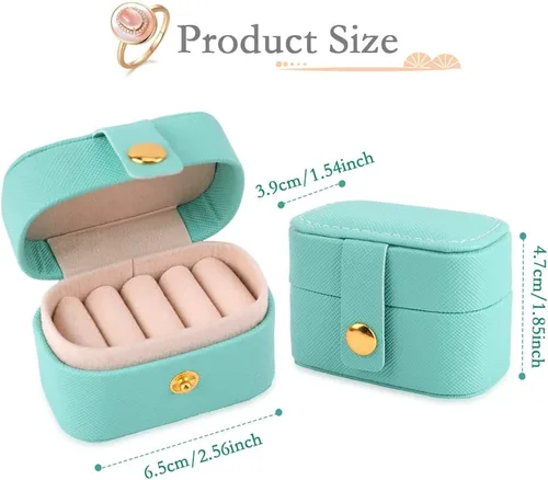 Vista 7 de iSuperb Mini caja de anillo de uso diario, pequeña caja de joyería de viaje de piel sintética, soporte de exhibición portátil para anillos