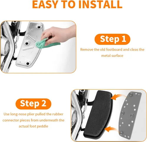 Vista 7 de Estribo delantero de goma para motocicleta con inserto para conductor/piloto, plataforma ancha para los pies, clavijas para los pies, pedales
