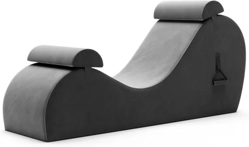 Vista 11 de Avana Chakra Yoga Chaise - 2 reposacabezas ajustables y asas con correas ajustables, micro terciopelo/microbucle, negro y gris