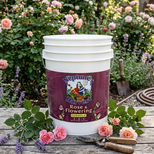 Vista 6 de Neptune's Harvest Fertilizante de rosas y flores (2-6-4) - Cubo de 5 galones - Alimento líquido orgánico para flores vibrantes y crecimiento