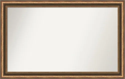 Vista 134 de Amanti Art Espejo de baño de bronce para sobre fregadero, 24 x 24 pulgadas, espejo de tocador cuadrado estrecho de bronce Manhattan, marco de madera