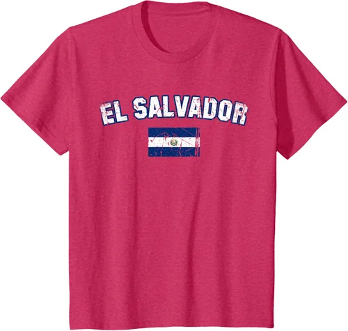Vista 63 de EL SALVADOR Bandera Vintage Hombres Mujeres Niños Camiseta EL SALVADOR